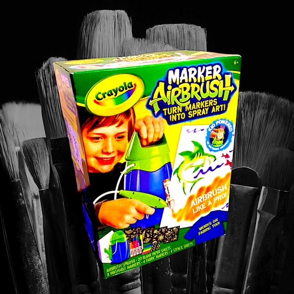 NIB Crayola Air Marker Sprayer Airbrush Kit Nom024657 Washable Markers & Paper - Picture 2 of 12